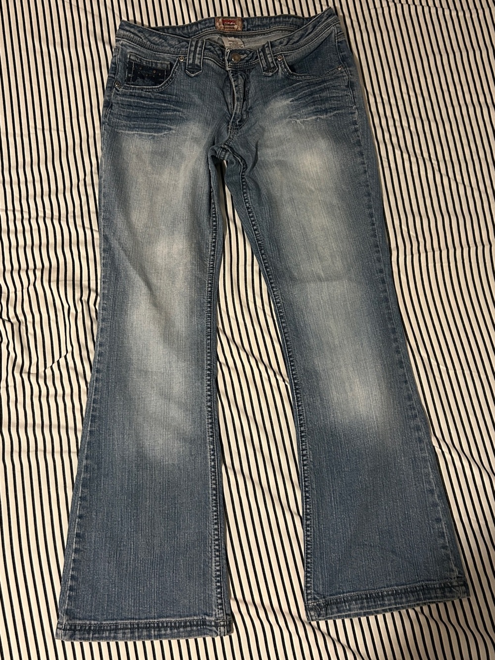 NOBO Light Blue Flare Jeans - Faded Denim Finish